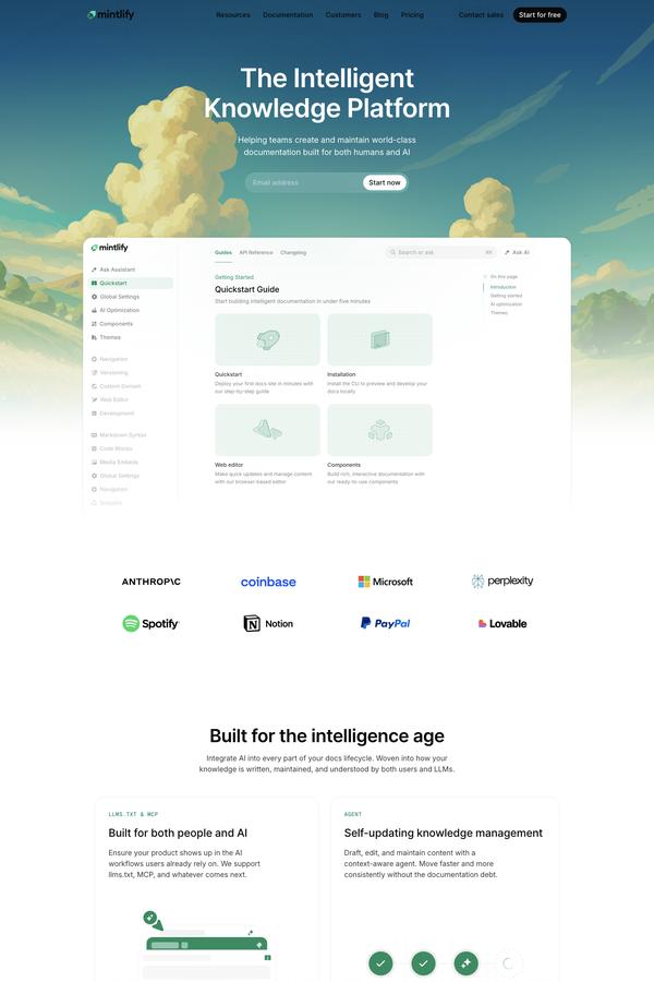 Mintlify Landing preview
